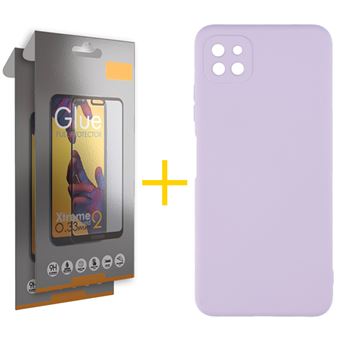Conjunto 2 x Película de Vidro Full + Capa para Samsung A22 5G | Silicone Líquido - Roxo - 1