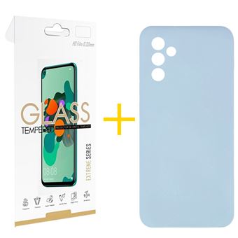 Pack 1 x Película de Vidro Temperado 2.5D + Capa skyhe para Samsung Galaxy S25 5G | Silicone Líquido | Azul Claro - 1