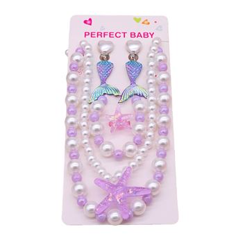 Conjunto de Jóias para Crianças CO-Phénix | Colar + Pulseira + Brincos + Anel | 6 Peças - Roxo - 1