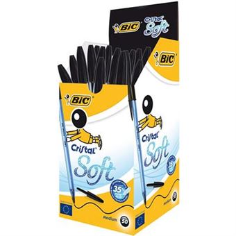 BIC Cristal Soft Preto Esferográfica Médio 50 peça(s) Preto e Transparente