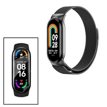 Kit Bracelete Milanese com Fecho Magnético + Pelicula de Hydrogel GIFT4ME para Xiaomi Smart Band 9 | Preto - 1