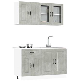 Conjunto de armários de cozinha vidaXL | 4 Peças | Kalmar concreto cinza - 1