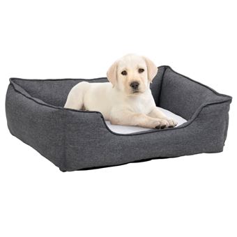 Ninho para Cães vidaXL | 85,5x70x23 cm | Peluche Aspeto Linho Cinza/Branco - 1