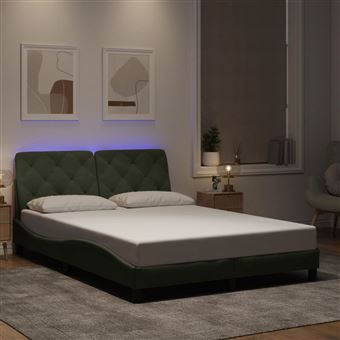 Estrutura de cama com luzes LED vidaXL | 140x200 cm | veludo cinzento-claro - 1