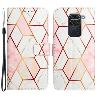Capa PU padrão de mármore, branco rosa ls002 Magunivers para Xiaomi Redmi Note 9 (MTK Helio G85)/10X 4G - 1