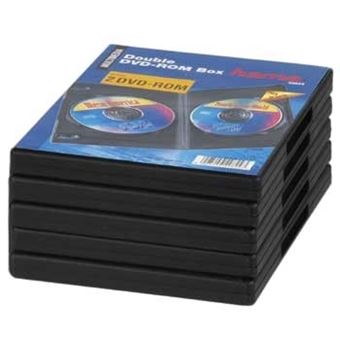 Caixa para Discos Óticos Hama DVD-ROM Double Jewel Case, Pack - 5, Black | Preto - 1