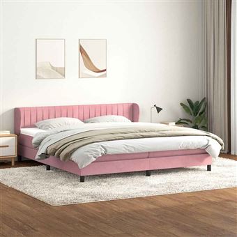 Cama com molas/colchões vidaXL |  180x210 cm | veludo Rosa - 1