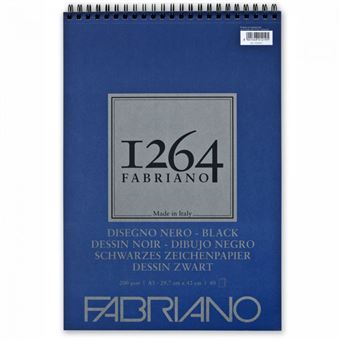 Bloco de Desenho Fabriano 1264 Black Espiral A3 | 200G |  40 Folhas | F19100653 - 1
