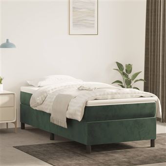 Estrutura de cama com molas vidaXL | 90x190 cm | veludo verde-escuro - 1