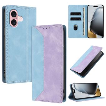 Capa FLOODKING para iPhone 16 | Couro Premium Bicolor | Porta-Cartões | RFID | Suporte | Roxo - 1