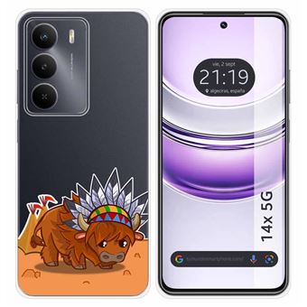 Capa de Silicone Transparente Tumundosmartphone para Realme 14x 5G | Desenhos de Design de búfalo - 1