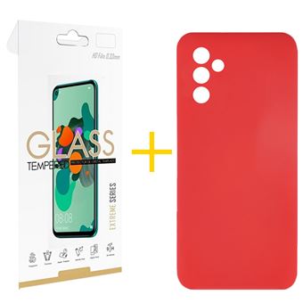Pack 1 x Película de Vidro Temperado 2.5D + Capa skyhe para Samsung Galaxy S25 5G | Silicone Líquido | Vermelho - 1