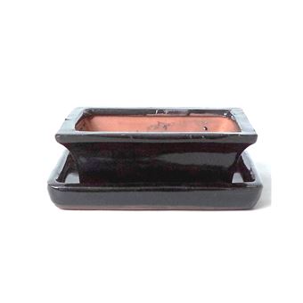 Vaso Rectangular + Prato | Luso Bonsai | 23x17,5x7,5 cm | Preto - 1