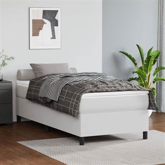 Cama com molas e colchão vidaXL | 80x200 cm | couro artificial branco - 1
