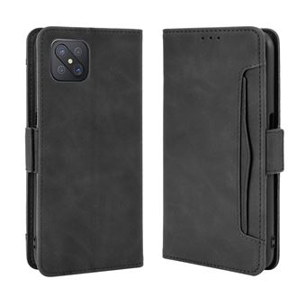 Capa FOXDOCK Protetora para OPPO A92S/Reno4 Z 5G | Suporte e Flip de couro PU | À Prova de Choque | Preto - 1