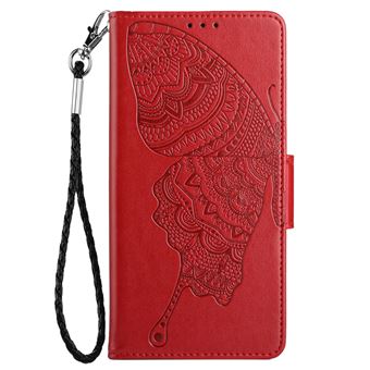 Capa Pu magunivers Padrão Anti-Riscos | Borboleta e Flor com Apoio Vermelho para Iphone 13 Mini 5.4'' - 1