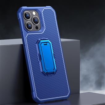 Capa e Tpu magunivers Textura de Fibra de Carbono | Anti-Riscos com Muleta Azul para Iphone 13 Pro 6.1'' - 1