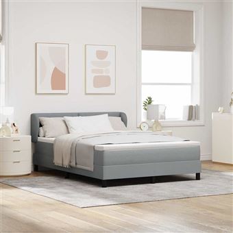 Cama Box com Colchão vidaXL | Cinzento-claro 160 x 200 cm | tecido - 1
