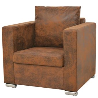 Poltrona vidaXL | Castanho | 82x73x82 cm | camurça sintética - 1