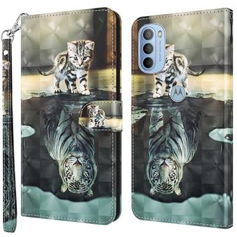 Capa magunivers PU Padrão 3D com suporte e alça gato e tigre para Motorola Moto G31/G41 - 1
