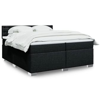 Cama com molas/colchão vidaXL | 200x200 cm | tecido preto - 1