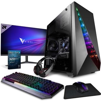 Computador Gaming Vibox II-106 - 24&quot;&quot; Pacote de monitores - Intel i5 10400F Processador - Nvidia RTX 4060 Ti 8GB - 16GB RAM - 1TB NVMe M.2 SSD - 600W PSU - Windows 11 - WiFi - 1