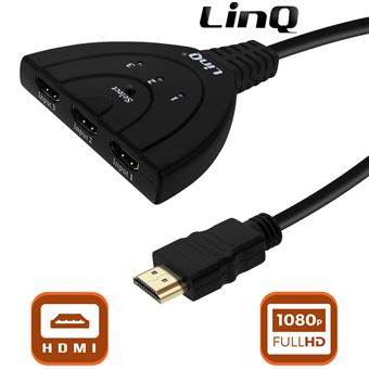 Hub LinQ HDMI Macho de Várias Portas para 3 Portas Fêmeas Full HD Preto - 1