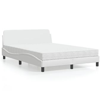 Cama com colchão vidaXL | 120x200 cm | couro artificial branco - 1