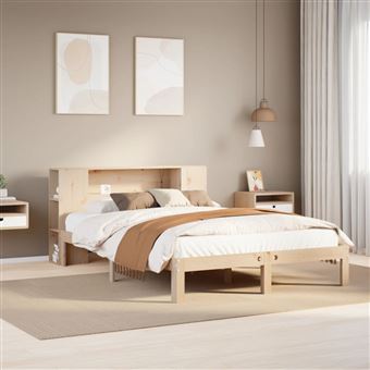 Cama com estante sem colchão vidaXL | 140x200 cm | pinho maciço - 1