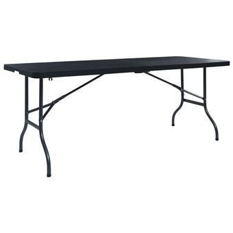 Mesa de Jardim vidaXL dobrável 180x75x72 cm PEAD imitação vime preto - 1