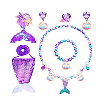 Conjunto de Jóias para Crianças CO-Phénix | Porta-moedas + Colar + Pulseira | Anel + Brincos + Gancho de Cabelo - Roxo A - 1