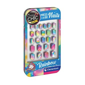 Kit de Unhas Adesivas Clementoni Crazy Chic Press & Go Nails Rainbow - 1