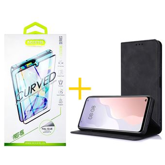 Pack 1 x Película de Vidro Temperado Curvo + Capa Accetel Samsung Galaxy S22 Ultra 5G | PRM Flip Cover - Preto - 1