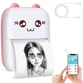Impressora térmica de bolso DUDAO C9 bluetooth de bolso cat shape | Rosa - 1