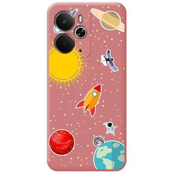 Capa Tumundosmartphone de Silicone Líquido rosa para Realme 14 5G / 14T 5G - Desenhos de design espacial - 1