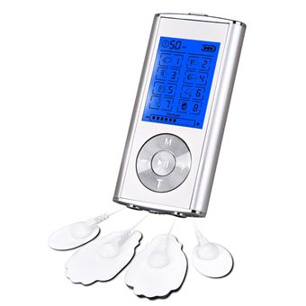 Eletroestimulador Muscular Portátil EMS DAM MHD-8 | 8 Modos | 10 Intensidades e 2 Canais Duplos | Tamanho Compacto | Bateria Recarregável | Prateado - 1