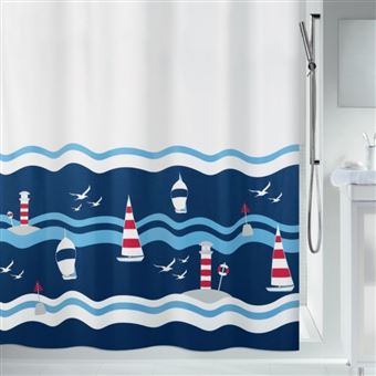 Cortina de Banho Spirella 7610583167361 | Azul, Vermelho, Branco - 1