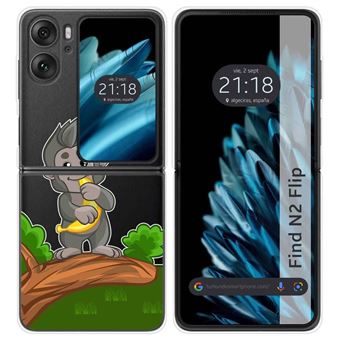 Capa Tumundosmartphone rígida transparente para Oppo Find N2 Flip 5G com design de macaco de desenho animado - 1