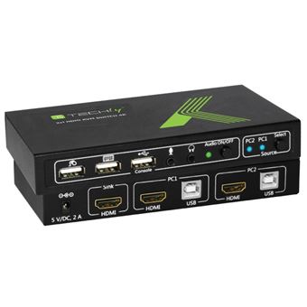 Chaveador Kvm Techly 2x1 USB HDMI KVM Switch 4Kx2K  IDATA KVM-HDMI2U | Preto - 1