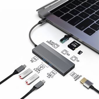 Hub USB-C 8 em 1 V-REEL com HDMI, USB, PD, USB-C, SD/TF, RJ45 - Rede Integrada | QT37 - 1