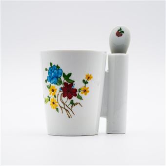 Caneca Florida Borboleta com Colher Presentear - 1