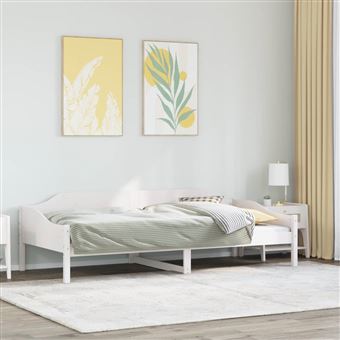 Cama sem Colchão vidaXL | 90x200 cm | madeira de pinho maciça branco - 1