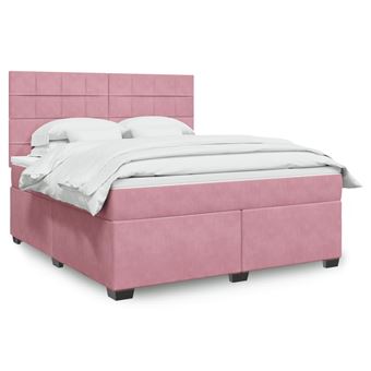 Cama com molas/colchão vidaXL | 180x200 cm | veludo rosa - 1
