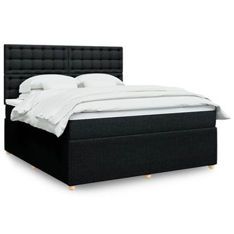 Cama com molas/colchão vidaXL | 180x200 cm | tecido preto - 1