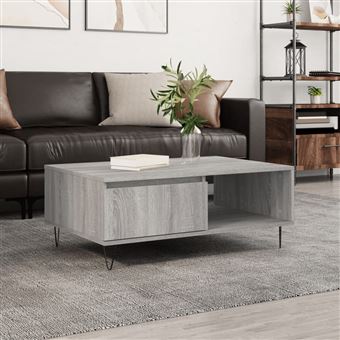 Mesa de Centro vidaXL | 90x60x35 cm | derivados de madeira cinzento sonoma - 1