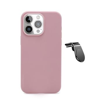 Kit Suporte Magnético L Safe Driving Carro + Capa Silicone Líquido Phonecare para Apple iPhone 16 Pro | Rosa - 1