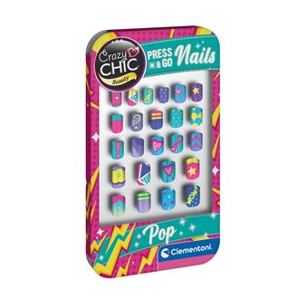 Kit de Unhas Adesivas Clementoni Crazy Chic Press & Go Nails Pop - 1