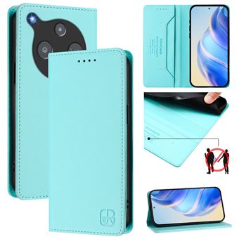 Capa Flip FOXDOCK para ZTE Nubia P9 Pro 5G | RFID | Bloqueio Magnético | Couro PU | 2 Compartimentos para Cartões | Azul claro - 1