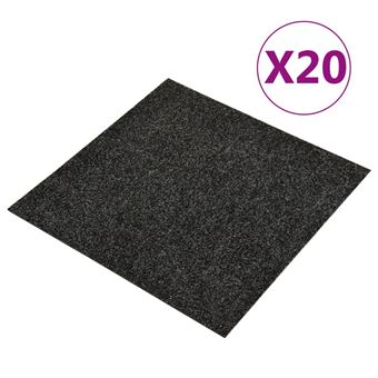 Ladrilhos de Carpete para Pisos vidaXL 20 Peças 5 m² preto - 1