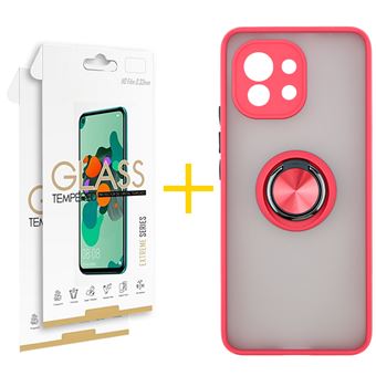 Pack skyhe 2 x Película de Vidro Temperado 2.5D + Capa para Xiaomi MI 11 Lite 5G Gel Bumper Ring - Vermelho - 1